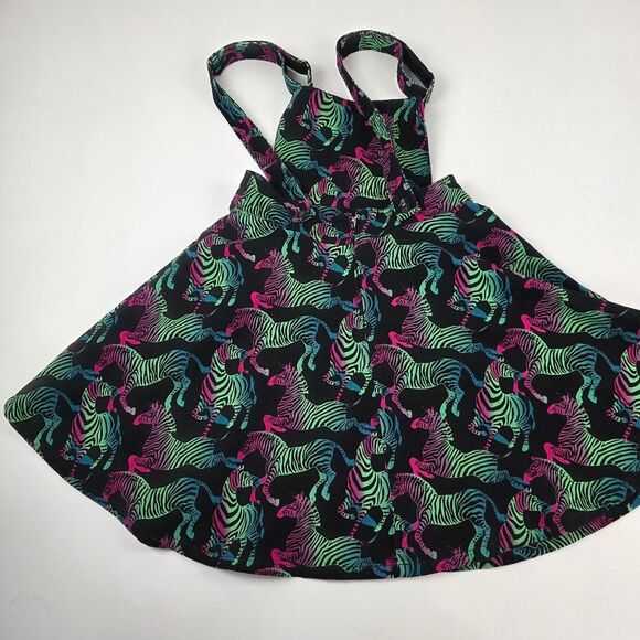 NWT Run and Fly Pinafore Dress Rainbow Zebra Print Flared Womens 12 Quirky Retro - Picture 7 of 11